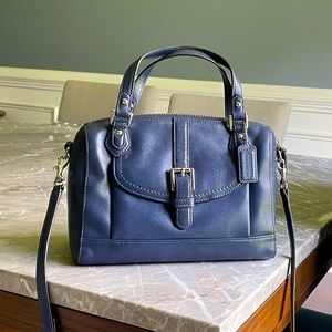Coach leather mini satchel navy blue crossbody